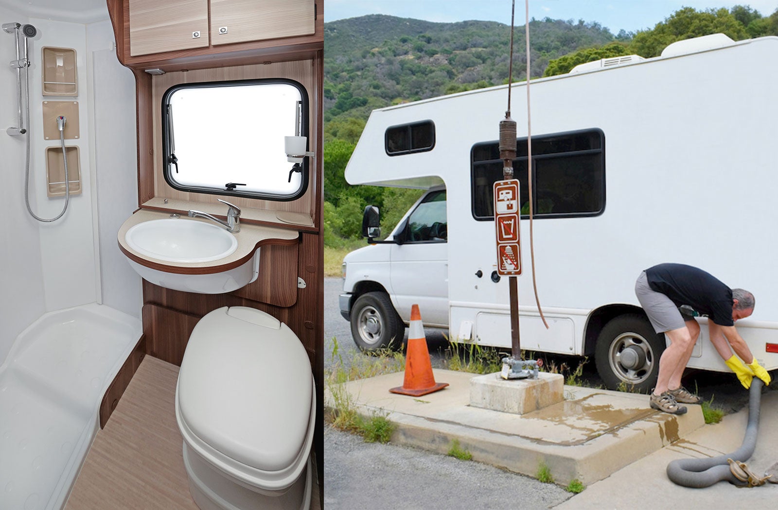 Portable RV/camper toilet and holding tank setup in Goshen, Indiana